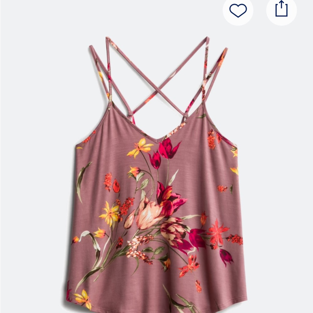 Papermoon Mauve Floral Crisscross Strap Cami with Bright Blooms